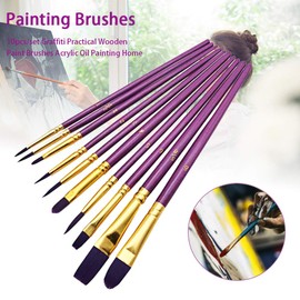 10 Piece Brush Set, Artist Brush Set, High-Quality Brushes with Wooden Handles, Premium Nylon Acrylic Paint Brush Sets, Wooden Handle Brush Set, Oil Paints Painting Brush for Beginners Children
