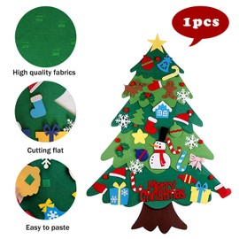 XPOOP Toddler Christmas Tree Felt Christmas Tree DIY Felt Christmas Tree for Kids with 32Pcs Detachable Ornaments DIY Christmas Tree Set Christmas Felt Tree Home Door Wall Christmas Decorations