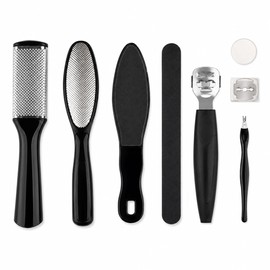 8-Piece Stainless Steel Foot Care Kit for Pedicure – Dead Skin & Callus Grooming Tools for Home and Travel