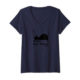Womens Nope Not Today Cute Sleeping Cat Shirt V-Neck T-Shirt