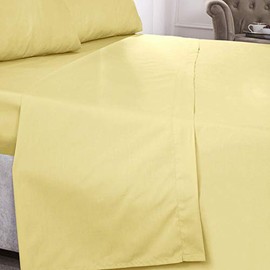 Emma Barclay 180 Thread Count Percale Flat Sheet in Lemon - Single Bed