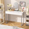 GreenForest Vanity Desk with 2 Drawers,Glossy Desktop White Desk for