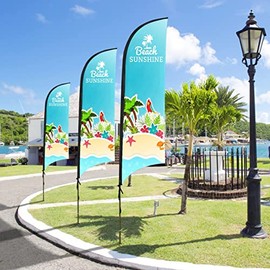 SIGNTALK Advertising Feather Flying Flag Pole Set with Ground Mounting Stake for Beach Festival Event Businesses Storefronts (Extra Large: 19.5FT)