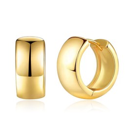 JAXXEL Gold Hoop Earrings, Round Earrings 18K Gold Plated, Lightweight, Hypoallergenic, 18mm