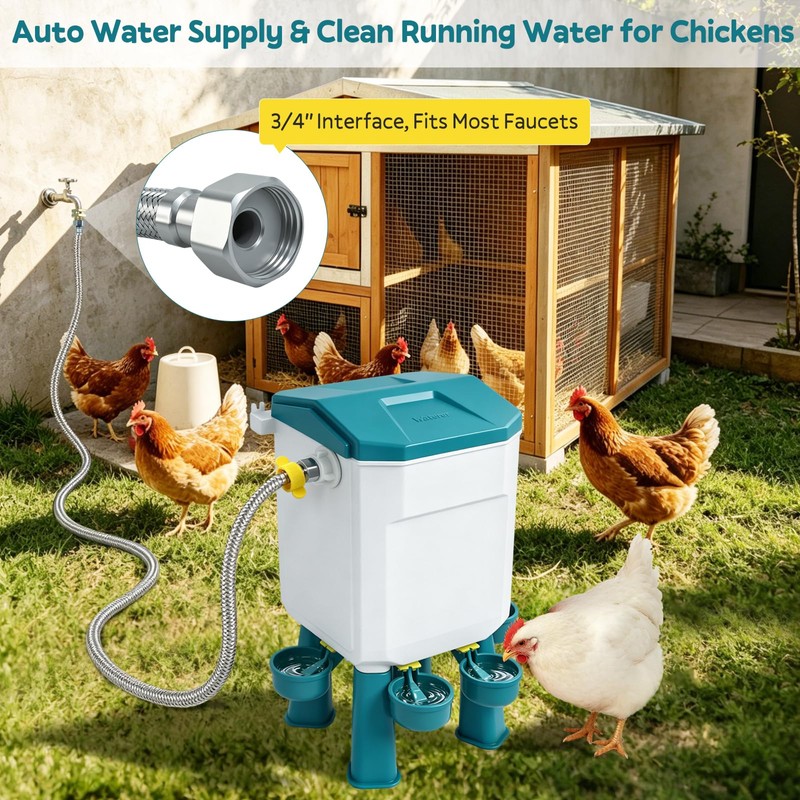 Meyoppm 2 Gallon Automatic Chicken Waterer with Precision Float Valve