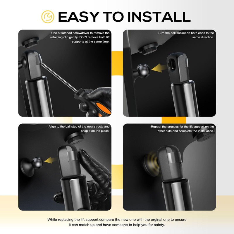 A-Premium 2-PC Set Front Hood Lift Supports Shock Struts Compatible