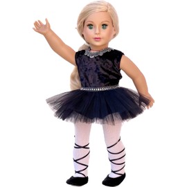 Black Swan - 3 Piece Ballerina Outfit - Black Leotard, Tutu, Tights and Ballet Shoes - Clothes Fits 18 Inch Doll (Doll Not Included)