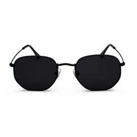 qinqilanqi-S Fashion Polygonal Sunglasses for Men and Women, Classic Super Light Metal Frame Lenses, UV Protection, black/grey