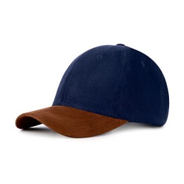 Mens Cap, Plain Baseball Cap, 100% Cotton, Adjustable Size, Casual Hat, Two Tone Color Combinations (Navy Blue & Brown).
