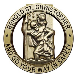 CHIMUYU Car St Christopher Medal Saint Christopher Visor Clip Bless Driving Safety Religious Gift for Driver, Parent, Family, Friend (1)