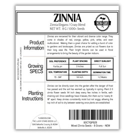 1000+ Crazy Blend Zinnia Seeds for Planting, Heat & Drought Tolerant, Zinnia Elegans Lilliput Seeds, Garden Cut Flower Mix, Non GMO, Untreated Mixed Color Zinnia Flowers