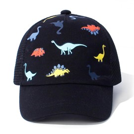 Baby Baseball Cap with Mesh Toddler Baseball Hat Infant Baseball Cap Baby Sun Summer Hat for Kids Black Dino 2-5T