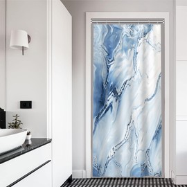 Ruelvth Stall Shower Curtain, Blue Marble Small Shower Curtain Modern Waterproof Fabric Narrow RV Shower Curtain Set with Hooks, 36x72 Inch