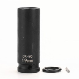 Impact Wrench Socket, Long Socket, 1/2 inch (12.7 mm) Insertion Angle, Thin Foil Nut Socket (0.7 inch (19 mm)