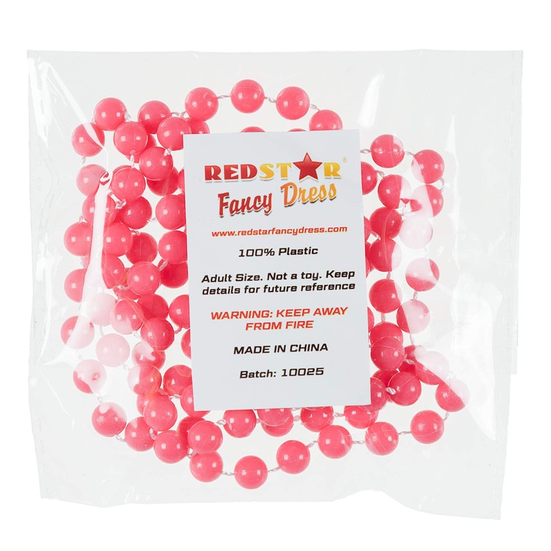 Neon Party Necklace Beads 80s Fancy Dress Accessory (Pink)