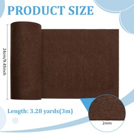 BENECREAT 3mx24cm Felt Fabric Roll, Coconut Brown Polyester Felt Fabric Premium Felt Roll Felt for Felt Table Mats, DIY Craftwork, Sewing and Patchwork, 2mm Thick
