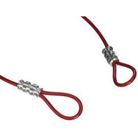 Brady Double Looped Lockout Cable - Plastic Coated Steel, 2' Cable, Red - 131063