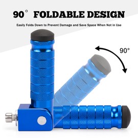 XINGWU M8 Motorcycle Foot Pegs 90 Degree Foldable Bike Pegs CNC Anti-Skid Universal for Super 73 Yamaha Honda Suzuki Aprilia Electric Car Motorbike Scooter Mini Bike Ebike Dirt Bike Go Kart (Blue)