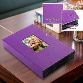 Ywlake Photo Album 4x6 300 Pockets, Leather Photo Albums Holds 300 Horizontal Only Pictures Purple