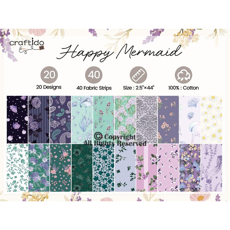 Craftido-18 Options-100% Cotton Jelly Roll Fabric Precut Strips for Quilting,