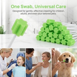 Pack of 110 Oral Care Sticks, Green Oral Care Sticks, Cleaning Sponge for Daily Oral Care and Household Needs of Adults or Pets