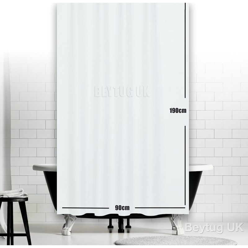 Tropik Home Narrow Width Extra Long White Bathroom Shower Curtain