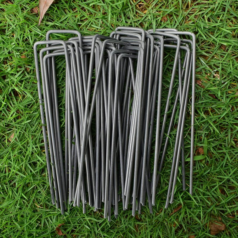 MySit 6" Garden Staples Landscape Stakes Ground Pins 100 Pack,