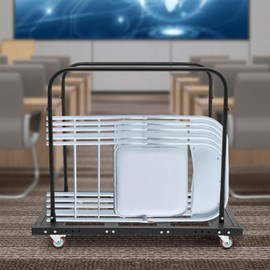 Heavy-Duty Folding Table Cart with Adjustable Support Bars, Large Capacity Rolling Trolley for 8-10 Round Tables, Q235 Steel Construction, 264.55 lbs Load Capacity, Easy to Move with Locking Wheels