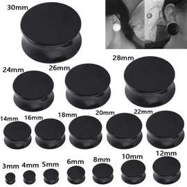 Beydodo 2PCS 1/2 inch Acrylic Tunnel Gauges, Ear Gauges Tunnels Plugs 12mm Piercing Earrings for Men Black Round Shape