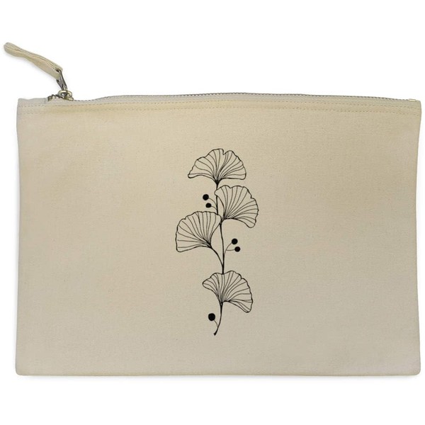 'Ginkgo Biloba Leaf' Canvas Clutch Bag/Accessory Case (CL00037870)