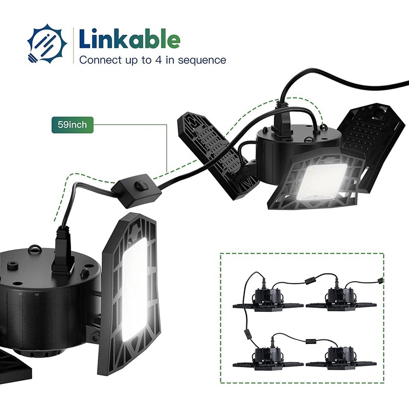 ANYPOWK Plug in Linkable LED Garage Light with ON/Off Switch
