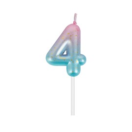 Birthday Candles Numbers 4 Girls Ladies Candles Birthday Pink Fade in Light Blue
