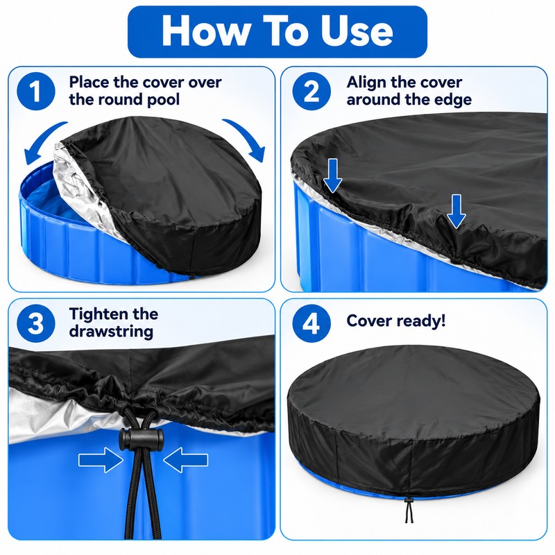 Round Above Ground Pool Cover 4-15FT, Waterproof Swimming Pool Blanket