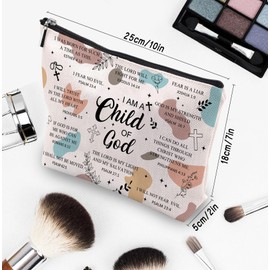 Christian Gifts for Women Makeup Bag, I am a Child of God Religious Goddaughter Gifts, First Communion Gifts, Faith Based Gifts, Baptism Bible Verses Encouraging Makeup Cosmetic Bag Pouch…
