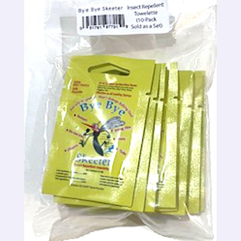 Bye Bye Skeeter Insect Repellent,Towellette Wipes DEET Free 20% Picaridin
