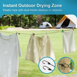 Bvdimn 2 Pack Camping Portable Clothesline with 12 Clips, Colorful & Blue Windproof Retractable Clothesline Kit for Travel, Camping, Home, Cruise, Hotel