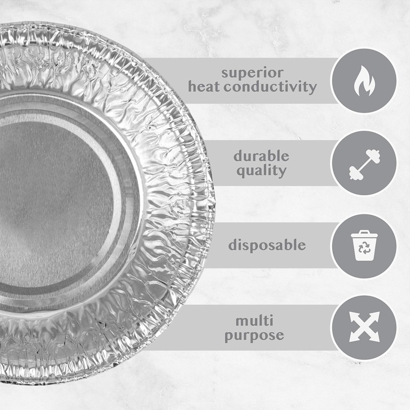 Plasticpro 4.5'' Inch Round Tin Foil Pans Disposable Aluminum, Freezer