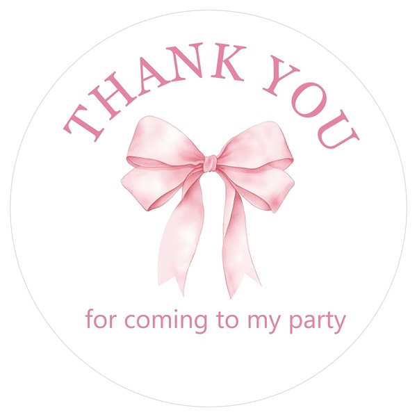 Pink Bow Thank You Stickers 2 Inch Large Thank You