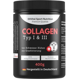Collagen Powder, 400 g Premium Collagen of Swiss Alpine Cows from Grass Feeding, Bioactive Collagen Hydrolysate Peptides, Protein Powder, Tasteless, Collagen Type 1 & 3, High Dose