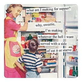 Anne Taintor Square Refrigerator Magnet - What Am I Making for Supper