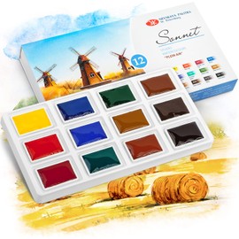 Sonnet Watercolour Paint Set, 12 Watercolour Paints for Exterior Painting, Made in Russia by Nevskaya Palitra