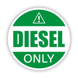 Round Diesel Only Sticker Decal - Self Adhesive Vinyl - Weatherproof - Made in USA - Fuel Hazard Warning - 4" x 4"