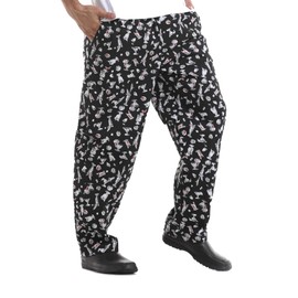 GLSEZID Men's Ice Juice Cups Print Chef Pants Beverage Store PantsUA Chef Men’s Shark Print Fit, 100% Cotton, Elastic Waist (US, Alpha, XX-Large, Regular, Regular, Ice Juice Cups)