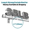 Silver Extra Long Curtain Rod 30 to 254 inch, Heavy
