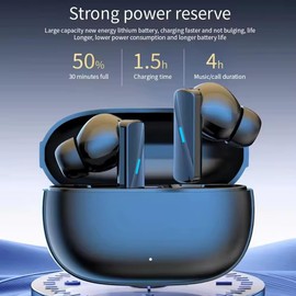 Wireless Earbuds, Bluetooth Headphones 5.3 HiFi Stereo, Wireless Earphones with ENC Noise Cancelling Mic, IP6 Waterproof in Ear Headphones, Touch Control, Black