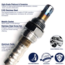 Sensor de oxígeno HiSport 250-24301 de repuesto: ajuste directo de 4 cables, sensor de O2 calentado, ubicado en sentido ascendente, reemplaza al 1123897, paquete de 1