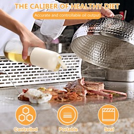 Cooking oil pour glass olive oil separator, olive oil glass bottle, air fryer kitchen gadget accessories, canola oil spray, widely used in salad making, baking, frying, BBQ4, kitchen, camping (Yllow)