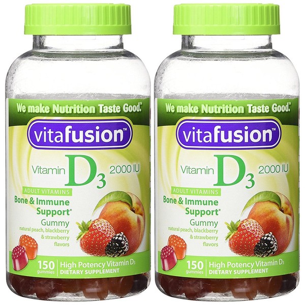 Vitamin D3 Gummy Vitamins, Assorted Flavors, 150 Count (2 Bottles)