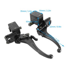 Brake Lever, ATV Brake Pump, Pair of 22 mm Hydraulic Clutch Left/Right Upper Front/Rear Brake Pump with Handle Parking Lock Stainless Steel