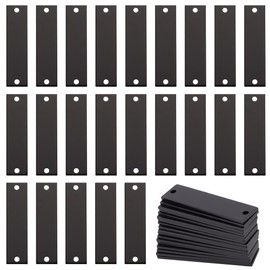 BENECREAT 30Pcs 2x0.5inch Black Aluminum Stamping Blank, Rectangle Blank Tag Pendant Name Plate Links with 2 Holes for Necklace Bracelet Tags Making, Hole: 3mm